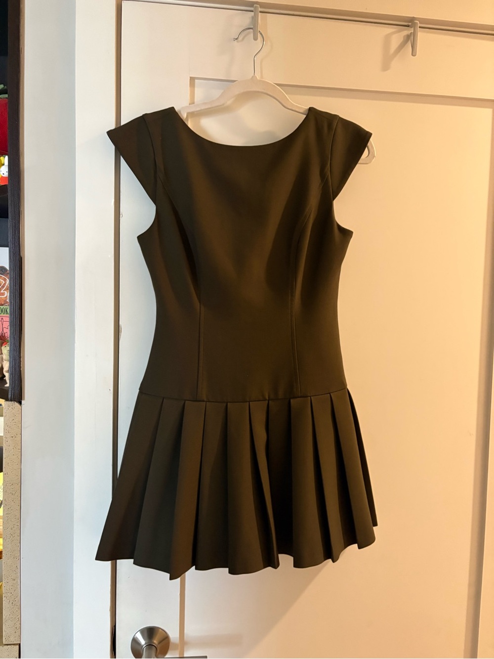 Aritzia Pleated Dress in Olive Green